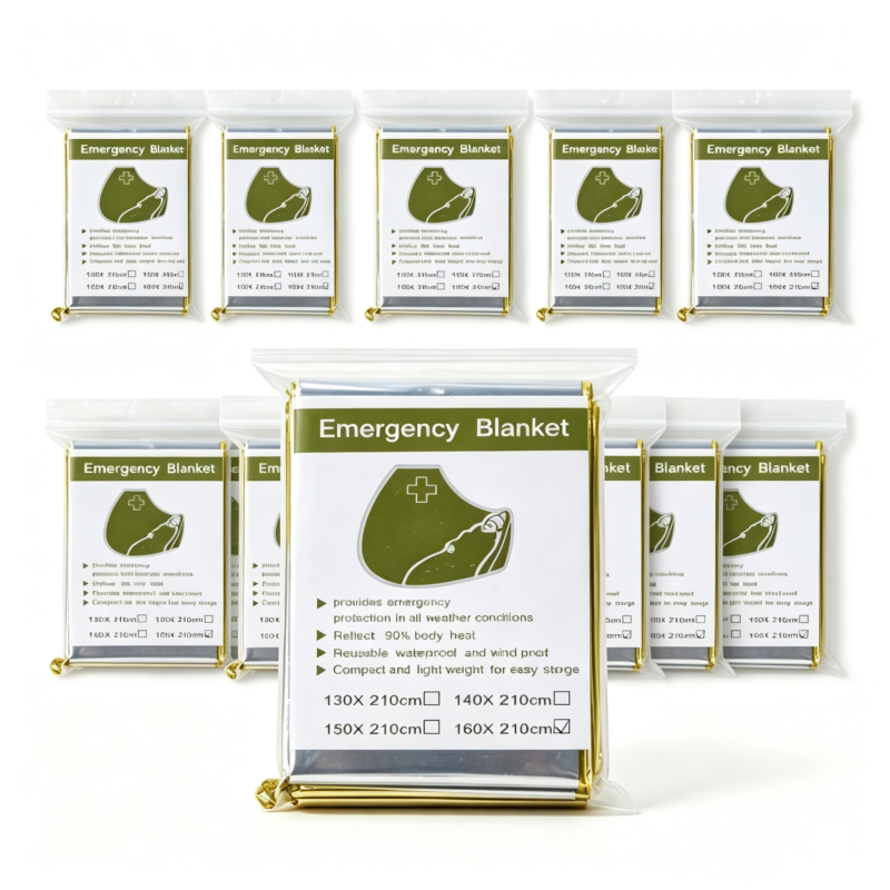 Survival Blanket Reflective - 10 Pack Gold Reflective Emergency Mylar