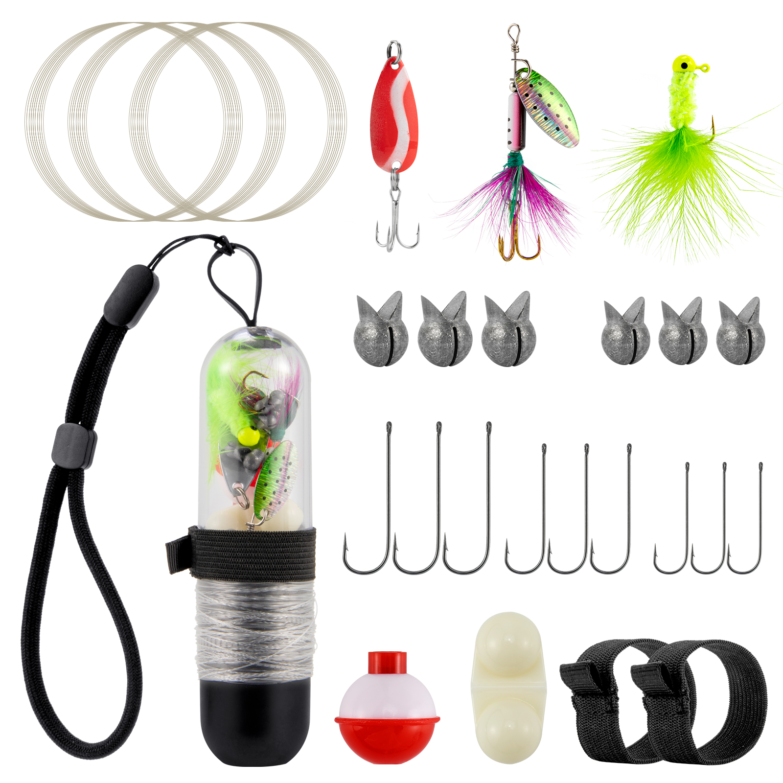 Fishing Kit Compact - 25pcs Survival Fishing Kit Pocket Reel