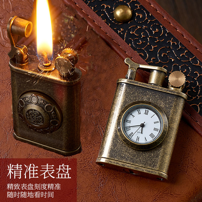 Fire Starting Kit - Retro Watch Kerosene Lighter Metal Creative