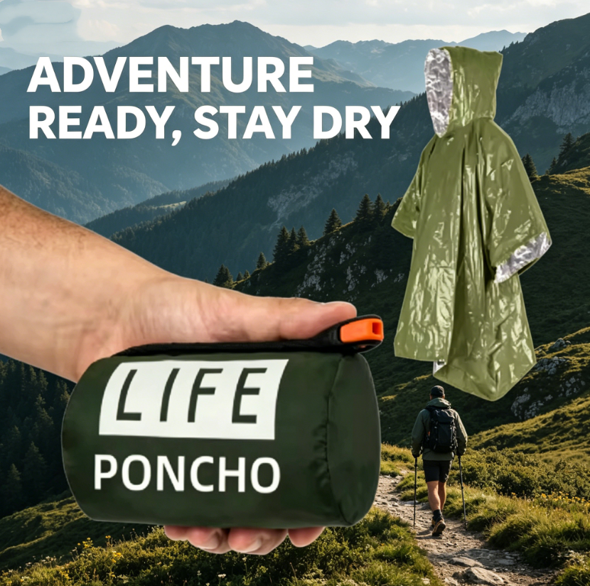 Emergency Poncho Rain - 3-in-1 Thermal Emergency Rain Poncho |
