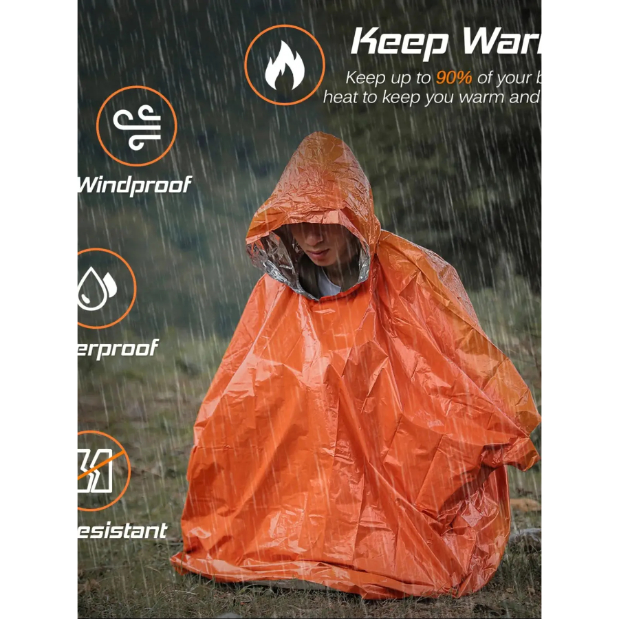 Emergency Poncho Rain - Emergency Rain Poncho Thermal Blanket Poncho