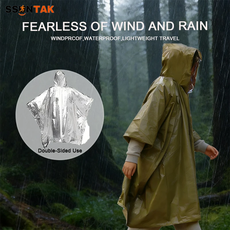 Emergency Poncho Rain - SSUNTAK Emergency Survival Rain Poncho Waterproof