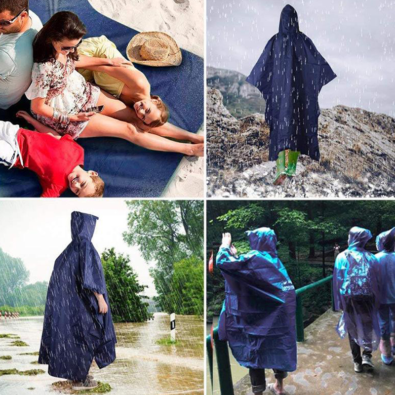 Emergency Poncho Rain - Heavy Duty Rain Poncho For Backpacking