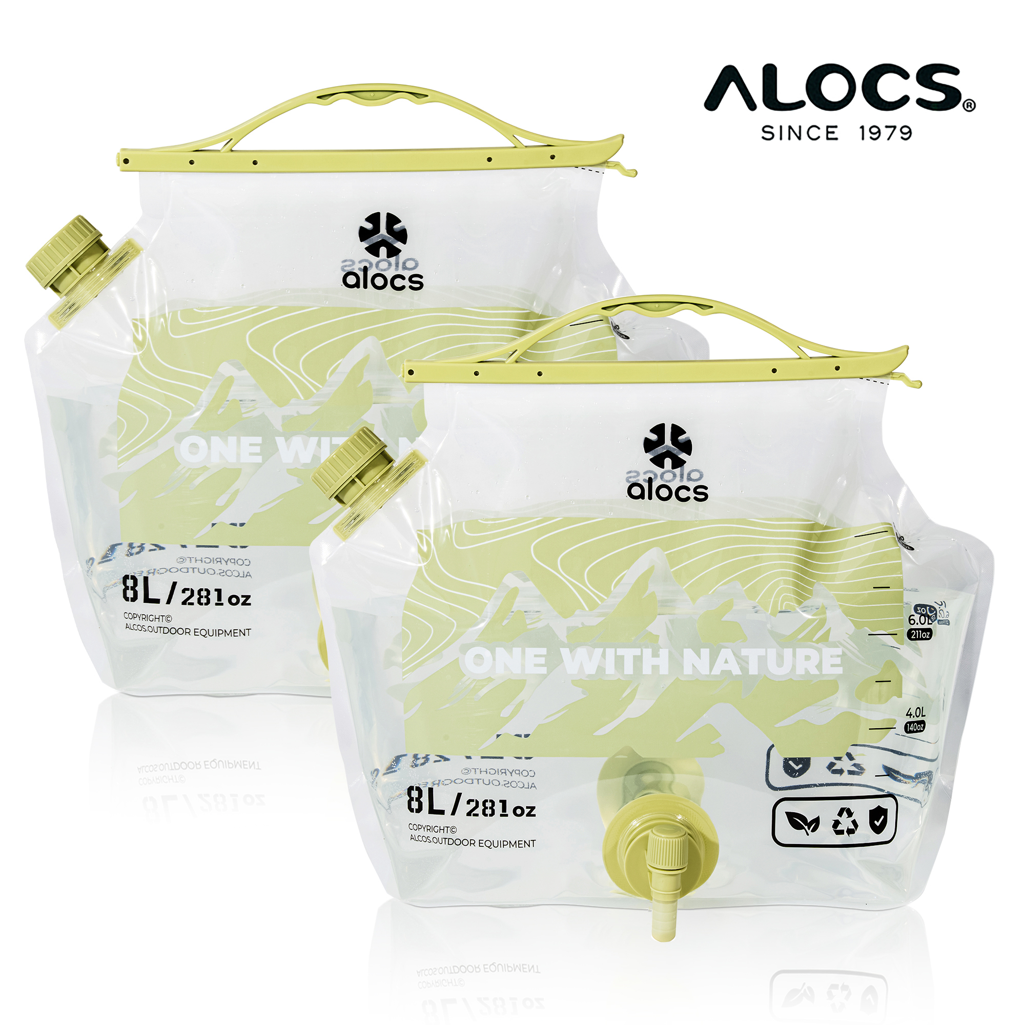 Water Bag Collapsible - 8L ALOCS Camping Water Bladder Hydration
