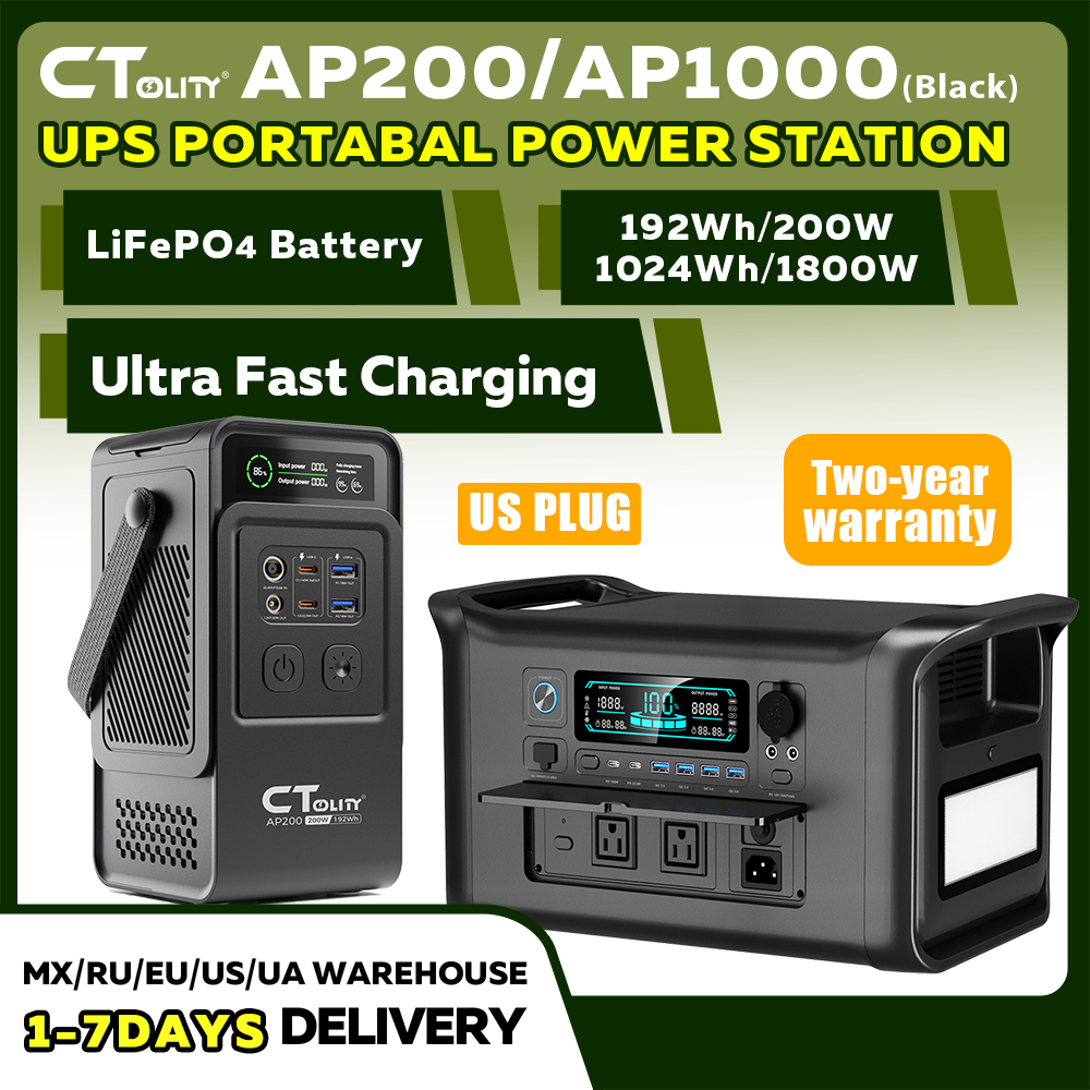 Solar Emergency Charger - CTOLITY AP200 AP1000 Black style 200W/1800W