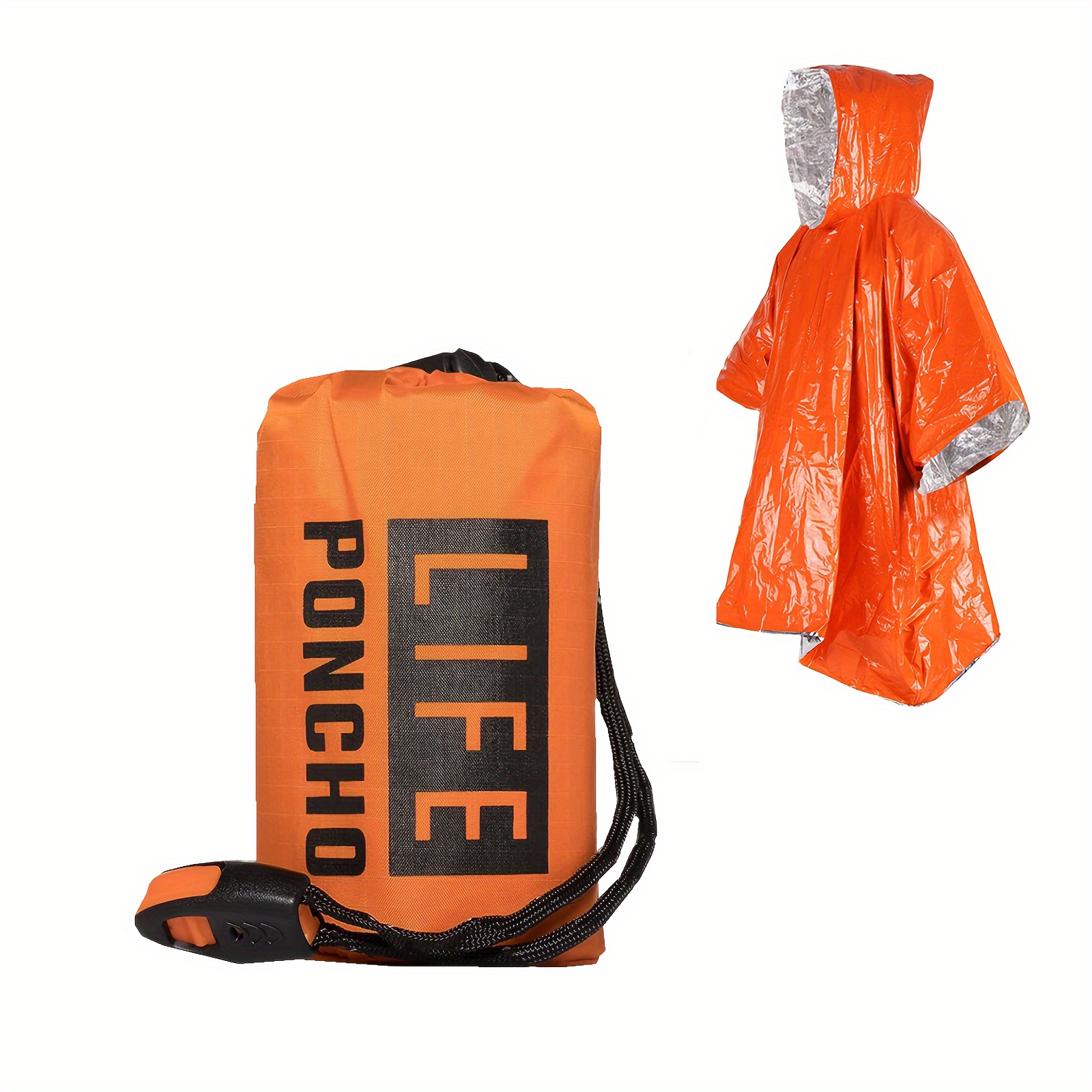 Survival Blanket Reflective - Emergency Survival Rain Poncho Thermal Survival