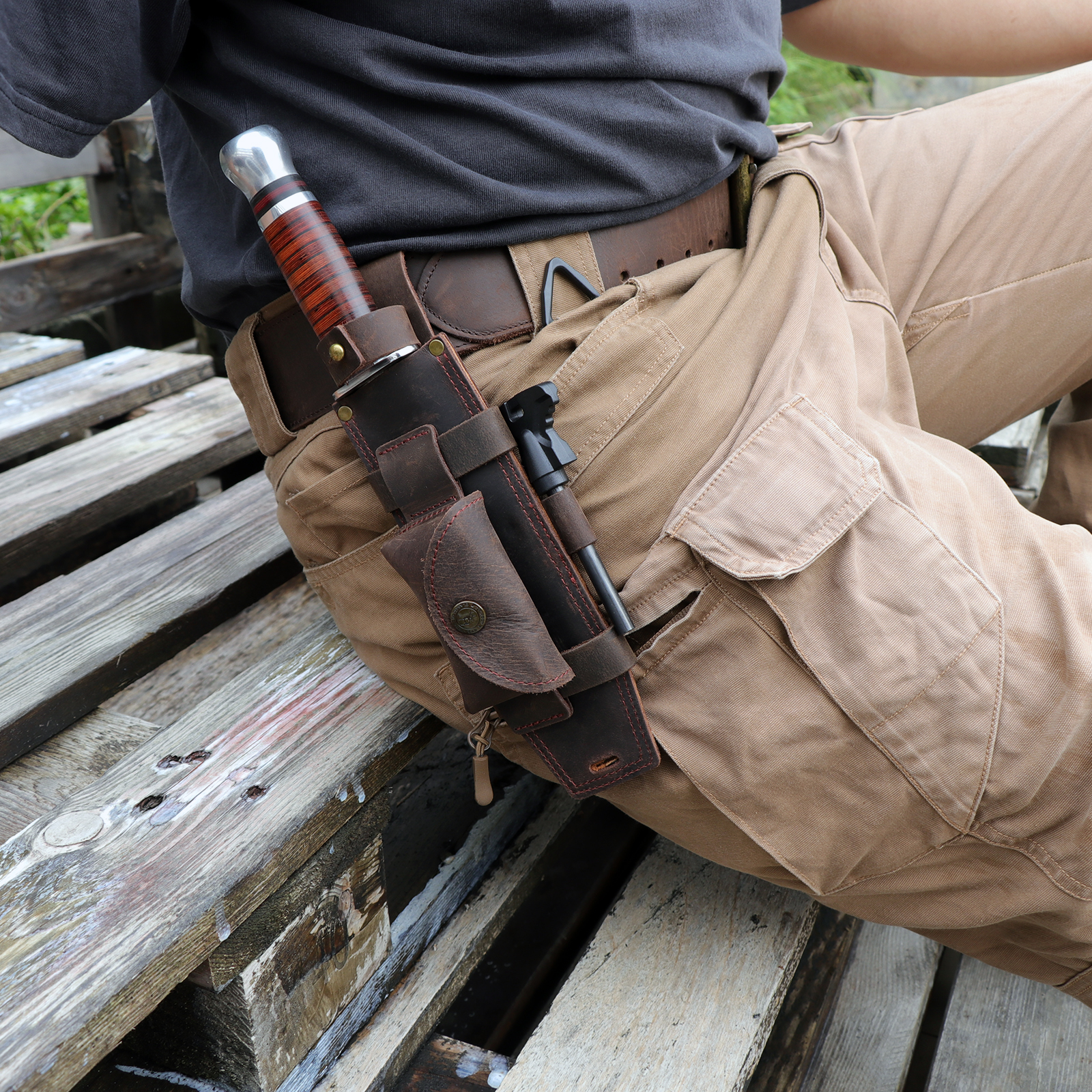 Tourbon Camping Leather Knife  - Bushcraft Knife Fixed ulasan dan harga
