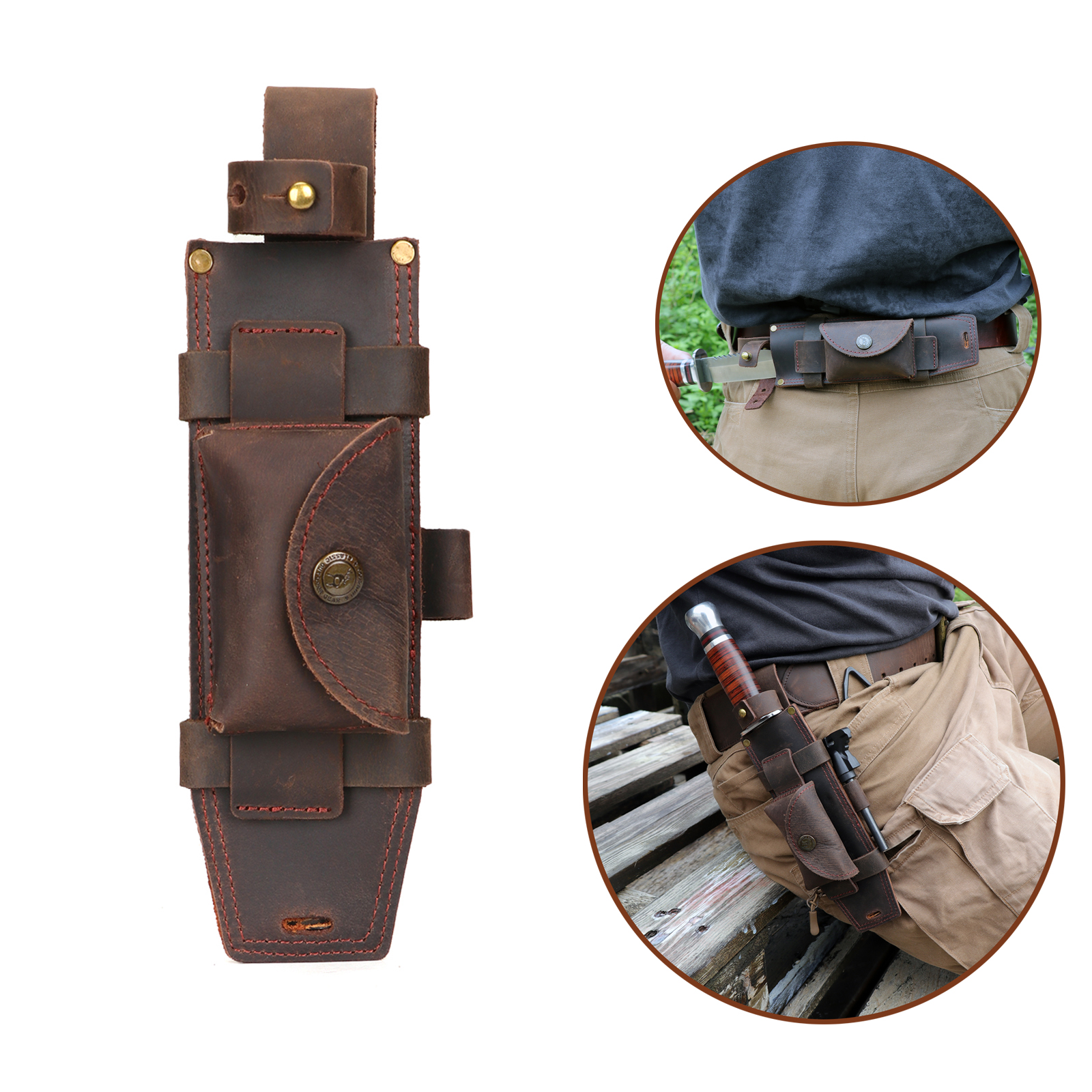 Tourbon Camping Leather Knife  - Bushcraft Knife Fixed ulasan dan harga