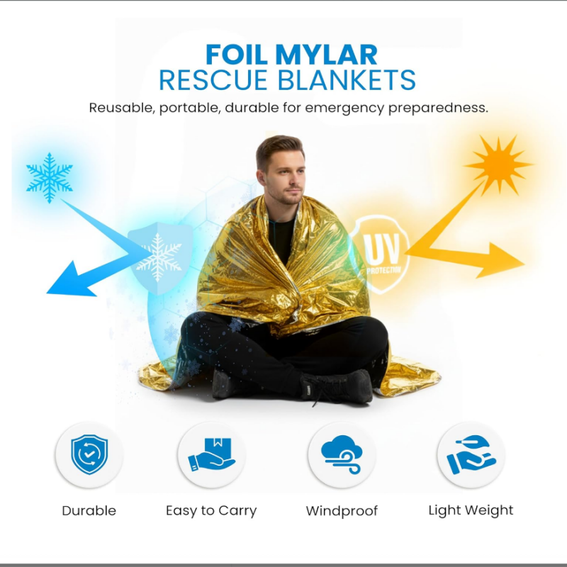 10 Pack Gold Reflective Emerge - Survival Blanket Reflective ulasan dan harga