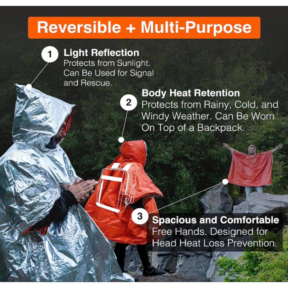 Portable Outdoor Emergency Rai - Emergency Poncho Rain ulasan dan harga