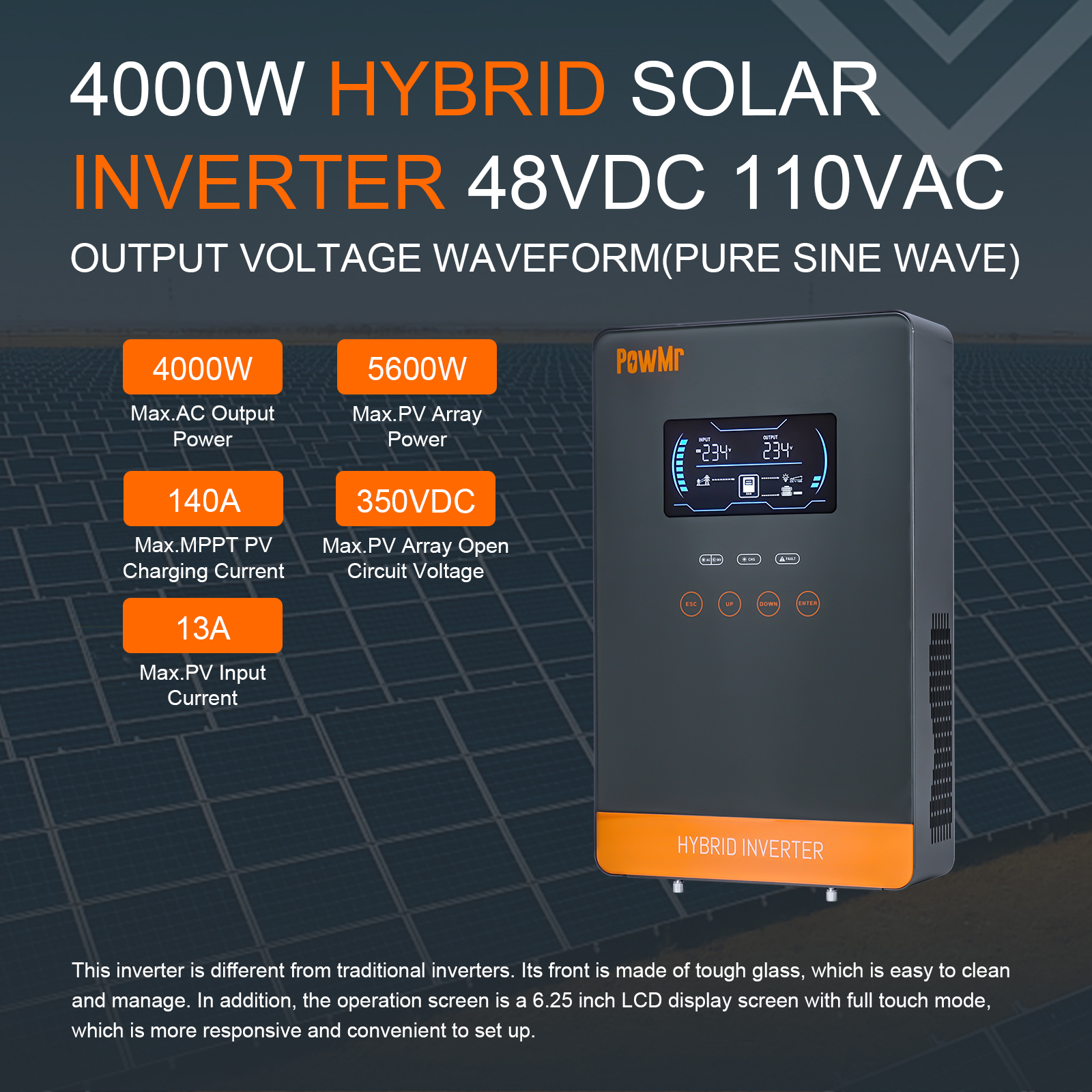PowMr USA 4000W 24V Hybrid Sol - Solar Emergency Charger ulasan dan harga