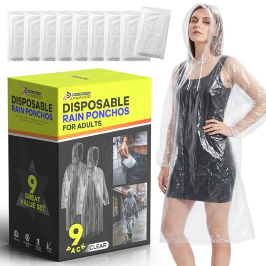 Disposable Rain Ponchos, 6PK/9 - Emergency Poncho Rain ulasan dan harga