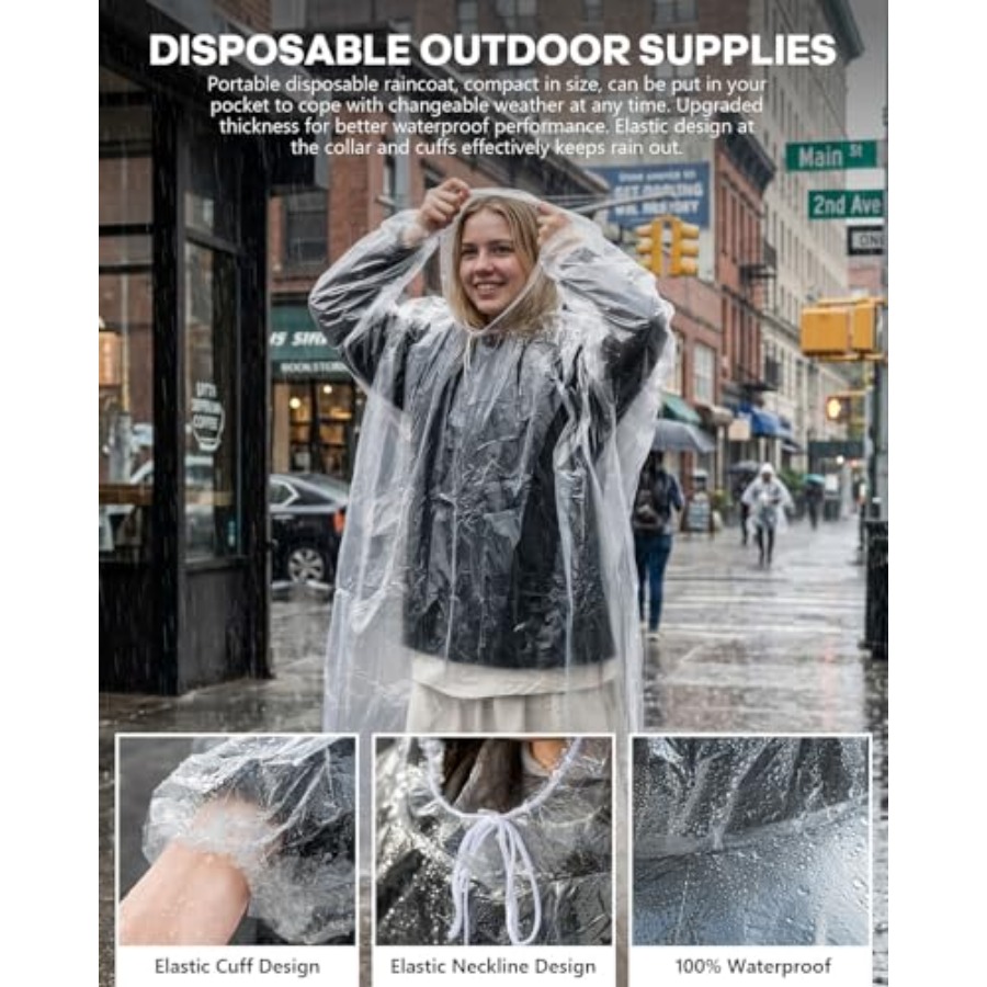 Disposable Rain Ponchos, 6PK/9 - Emergency Poncho Rain ulasan dan harga