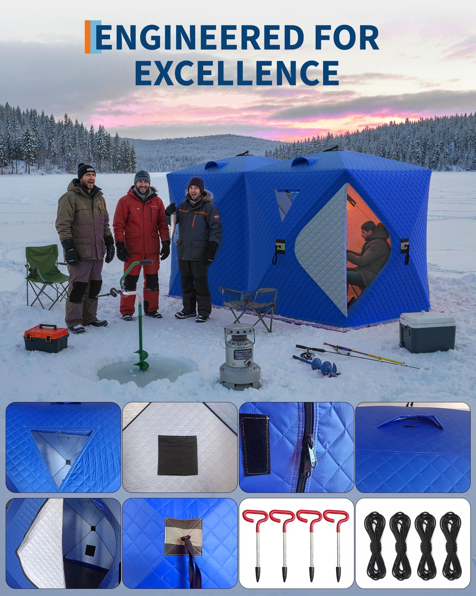 Pop-Up Ice Fishing Tent Hub-St - Emergency Mylar Tent ulasan dan harga