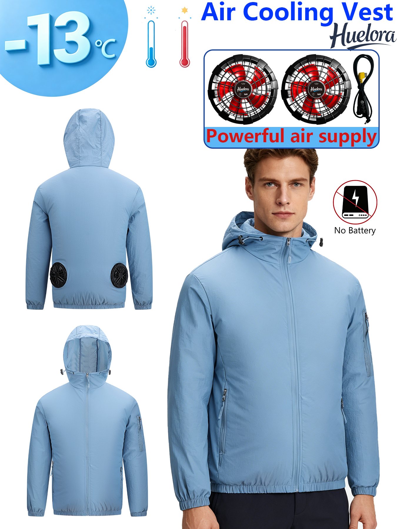 Men's Hooded USB Cooling Jacke - Fishing Kit Compact ulasan dan harga