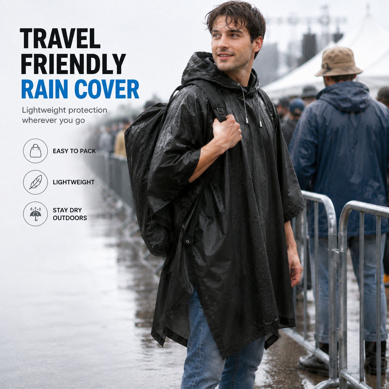 3 in 1 Waterproof Outdoor Ponc - Emergency Poncho Rain ulasan dan harga