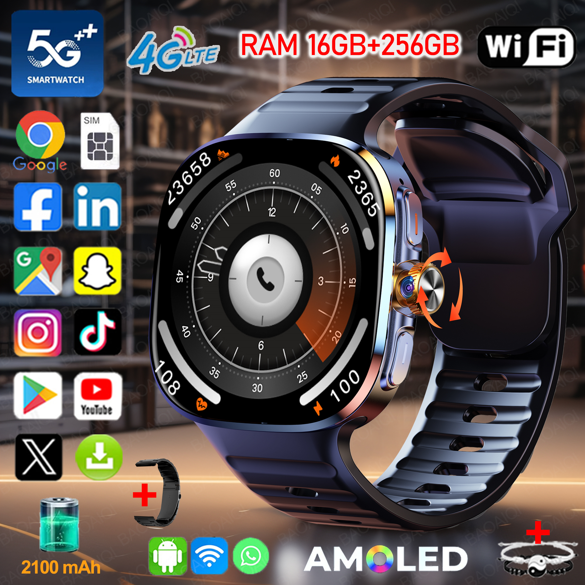 4G/5G Smartwatch 2.4 inch 720* - Compass Lensatic ulasan dan harga