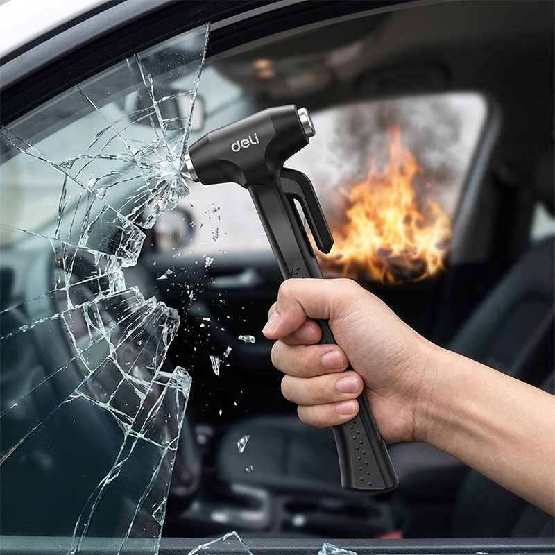 DELI Portable Car Safety Hamme - Rescue Rope Throw ulasan dan harga