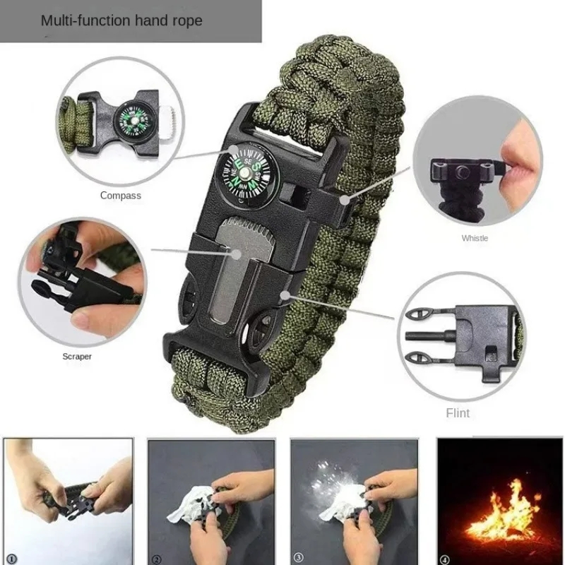 Five in One Compass Bracelet w - Fire Starting Kit ulasan dan harga