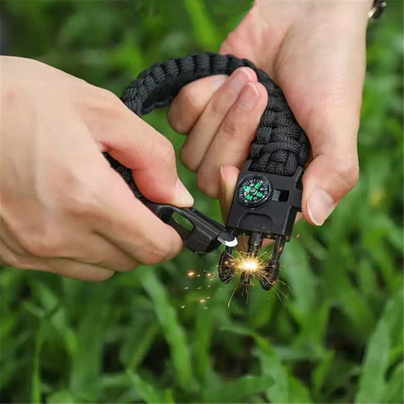 Five in One Compass Bracelet w - Fire Starting Kit ulasan dan harga