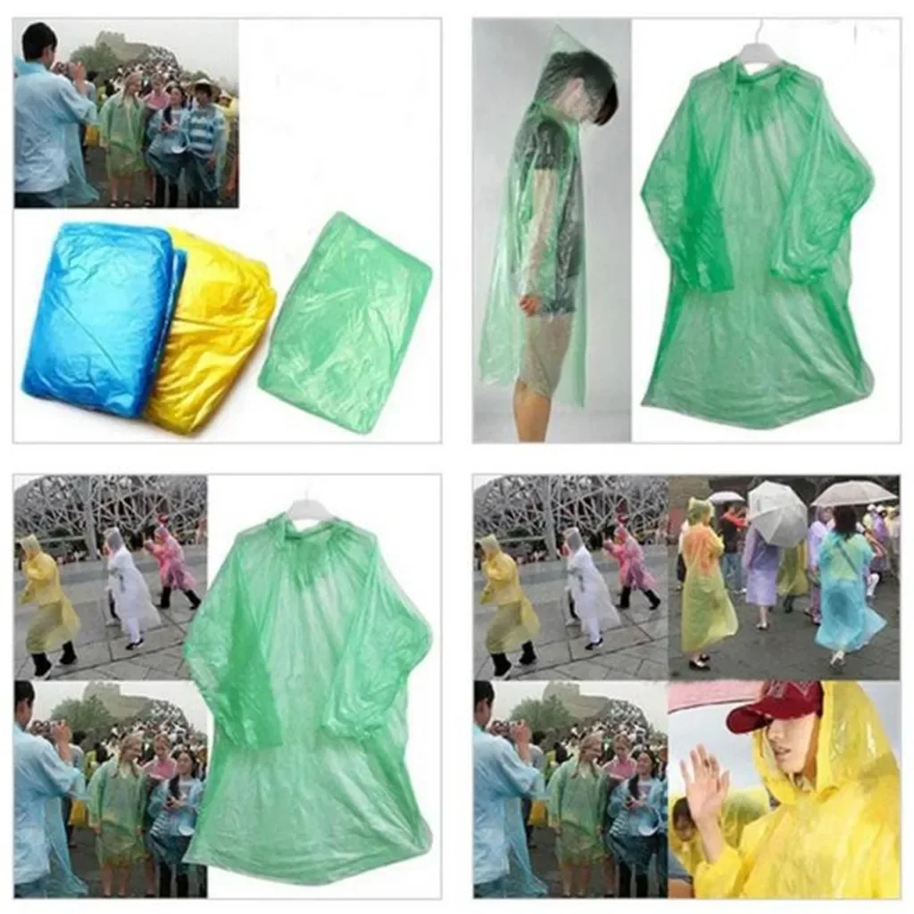 5/10PC Disposable Raincoat Adu - Emergency Poncho Rain ulasan dan harga