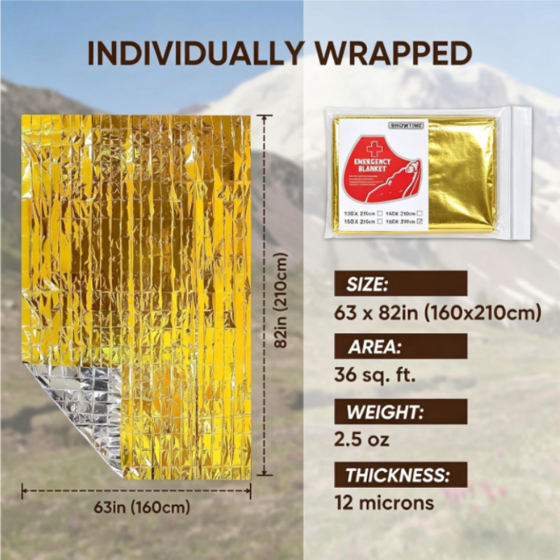 12PCS Large 160×210cm Gold Foi - Survival Blanket Reflective ulasan dan harga