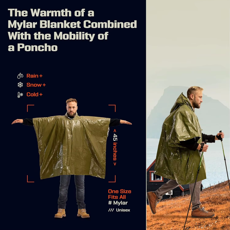 Single-Use Aluminum Film Therm - Emergency Poncho Rain ulasan dan harga